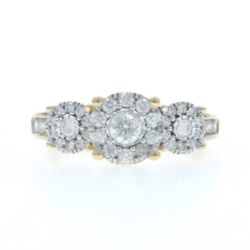 Yellow Gold Diamond Engagement Ring 14k Round Brilliant .75ctw Halo