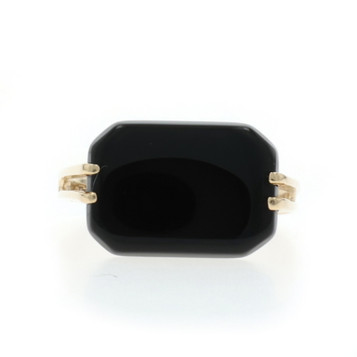 Yellow Gold Onyx Cocktail Solitaire Ring 14k