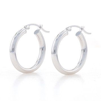 White Gold Hoop Earrings - 14k Round Pierced