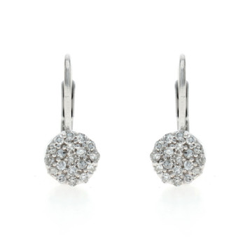 White Gold Diamond Cluster Drop Earrings 14k Single .33ctw Pierced