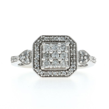 White Gold Diamond Cluster Halo Ring 10k Round .50ctw Engagement White Gold Diamond Cluster Halo Ring 10k Round .50ctw Engagement