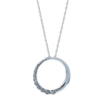 White Gold Diamond Graduated Journey Necklace 18" 14k Round .50ctw Love Circle