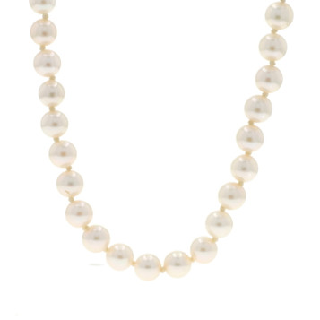Yellow Gold Cultured Pearls Knotted Strand Necklace 24 1/4" 14k