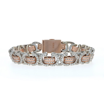 Yellow Gold Diamond Link Bracelet 8" 7 3/4" 10k Round Brilliant 5.00ctw