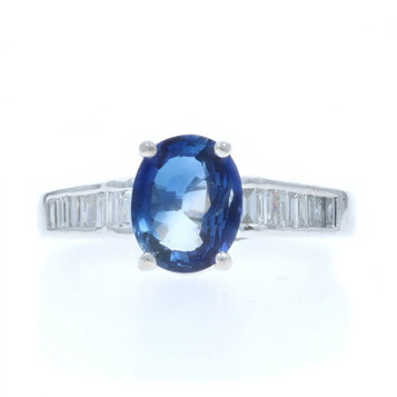 White Gold Sapphire Diamond Ring 14k Oval 2.14ctw Engagement