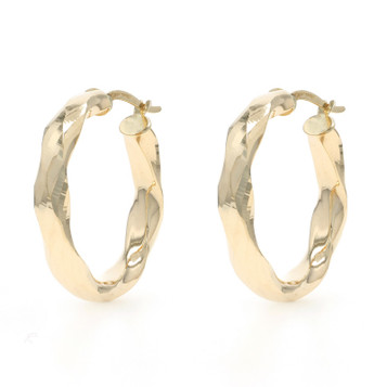 Yellow Gold Geometric Hoop Earrings - 14k Pierced