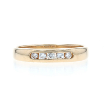 Yellow Gold Diamond Wedding Band - 14k Round .25ctw FIve-Stone Channel Set Ring
