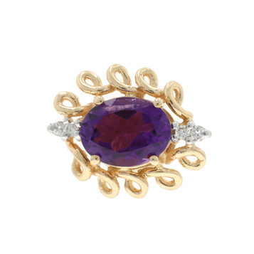 Richard Klein Amethyst Diamond Slide Charm - Yellow Gold 14k Oval 3.75ct Richard Klein Amethyst Diamond Slide Charm - Yellow Gold 14k Oval 3.75ct