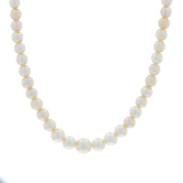 Yellow Gold Pearl Graduated Strand Necklace 16" - 14k