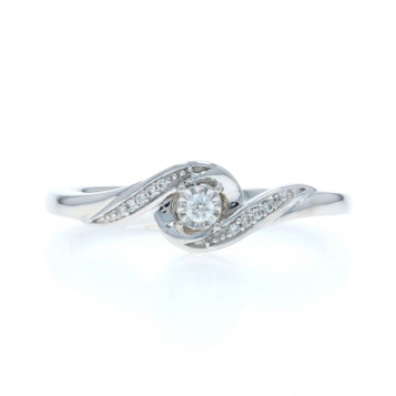 White Gold Diamond Bypass Engagement Ring - 14k Round Brilliant .10ctw
