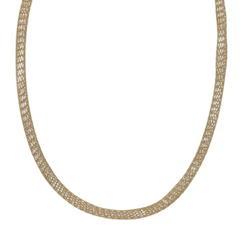 Yellow Gold Woven Mesh Chain Necklace 16" - 14k