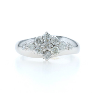 White Gold Diamond Cluster Ring - 14k Round Brilliant .70ctw