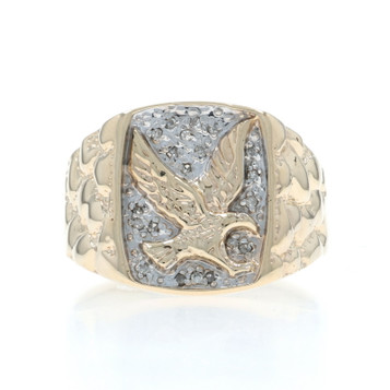 Yellow Gold Diamond Majestic Eagle Ring - 10k Single Swooping Bird