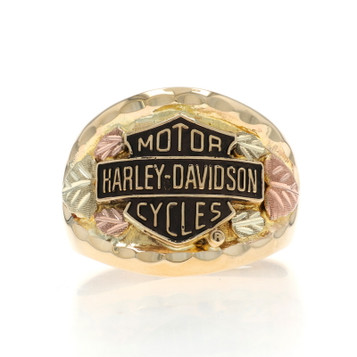 Harley-Davidson Stamper Black Hills Gold Men's Ring - Yellow Gold 10k