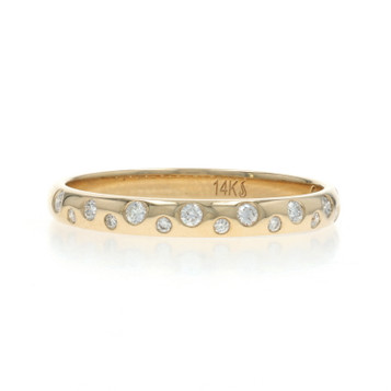Yellow Gold Diamond Polka Dot Band - 14k Round Brilliant .16ctw Bubbles Ring