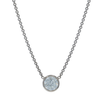 White Gold Diamond Solitaire Pendant Necklace - 14k Round Brilliant .70ct GIA