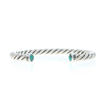 David Yurman Cable 6mm Men's Turquoise Cuff Bracelet 7 1/4" - Sterling 925