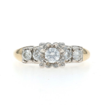 Yellow Gold Diamond Engagement Ring - 14k Round Brilliant .56ctw