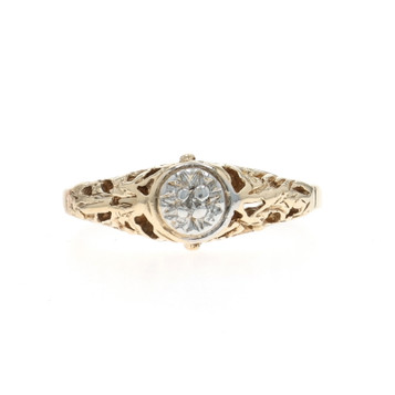 Yellow Gold Diamond Solitaire Ring - 10k Round Brilliant