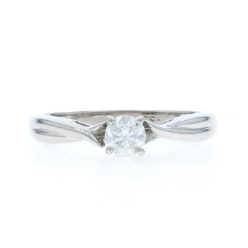 White Gold Diamond Solitaire Engagement Ring - 14k Round Brilliant .33ctw