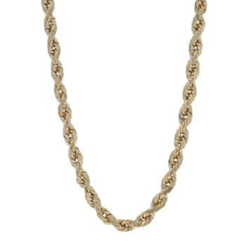 Yellow Gold Diamond Cut Rope Chain Necklace 18 1/4" - 14k