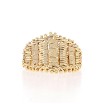 Yellow Gold Fancy Woven Chain Statement Band - 14k Ring Sz 7