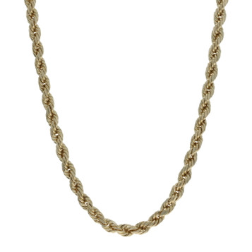 Yellow Gold Diamond Cut Rope Chain Necklace 26" - 10k