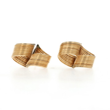 Yellow Gold Infinity Ribbon Bypass Stud Earrings - 14k Pierced