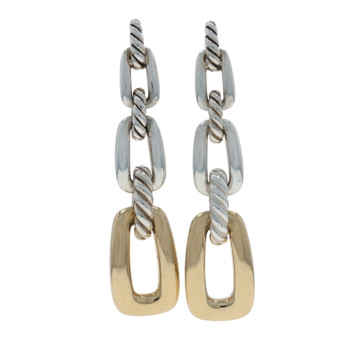 David Yurman Wellesley Link Dangle Earrings Sterling 925 Gold 18k Convertible