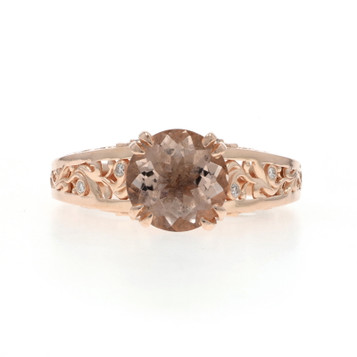 Rose Gold Morganite Diamond Ring - 14k Round 2.58ctw