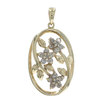Yellow Gold Diamond Flower Blossom Trio Pendant - 10k Single Cut .27ctw
