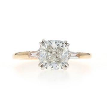 Yellow Gold Diamond Engagement Ring - 14k Square Cushion 2.68ctw GIA