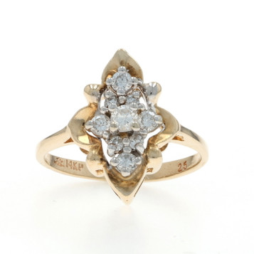 Yellow Gold Diamond Cluster Ring - 14k Round Brilliant .25ctw