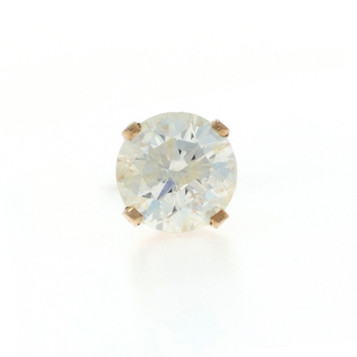 Yellow Gold Diamond SINGLE Stud Earring - 14k Round Brilliant .40ct One Pierced