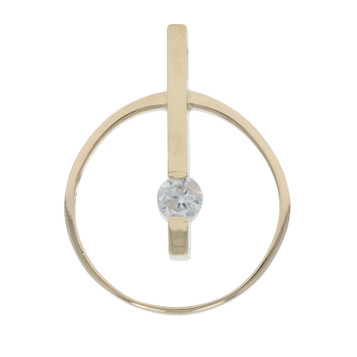 Yellow Gold Diamond Solitaire Pendant - 14k Round Brilliant .23ct Geometric