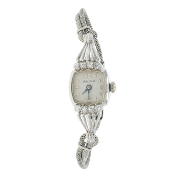Stainless Steel Diamond Vintage Ladies Watch - 14k Single Cut .40ctw