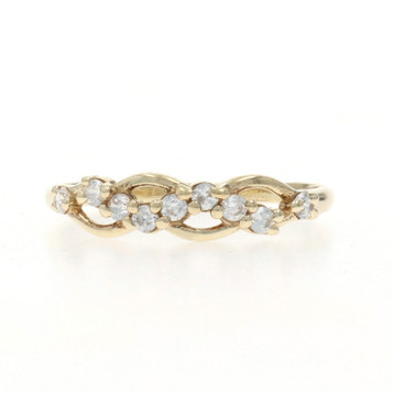 Yellow Gold Cubic Zirconia Band - 10k Round Brilliant .25ctw Ring