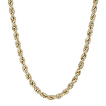 Yellow Gold Diamond Cut Rope Chain Necklace 22" - 10k