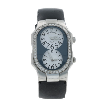 Philip Teslar Dual Time Zone Diamond Ladies Watch - Stainless Steel Quartz