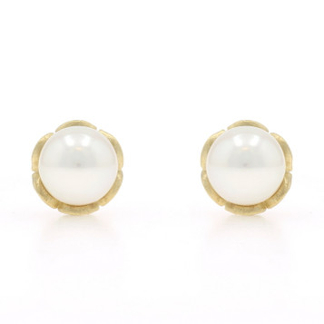 Slane & Slane Pearl Stud Earrings - Yellow Gold 18k Pierced