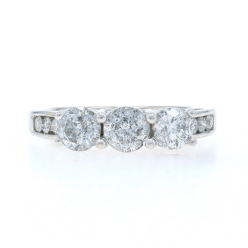 White Gold Diamond Three-Stone Engagement Ring - 14k Round Brilliant 2.08ctw