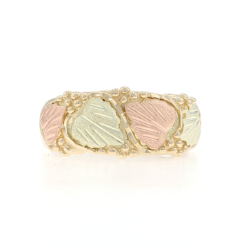 Yellow Gold Grape Clusters & Leaves Black Hills Gold Men's Ring - 10k Band