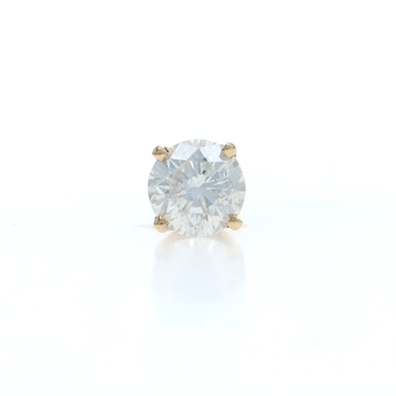 Yellow Gold Diamond SINGLE Stud Earring - 14k Round .50ct One Pierced Screw-On