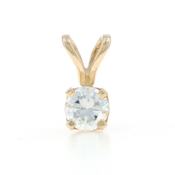 Yellow Gold Diamond Solitaire Pendant - 14k Round Brilliant .30ct