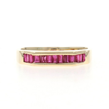 Yellow Gold Ruby Band - 14k Baguette 1.04ctw Ring