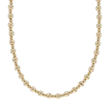 Yellow Gold Beaded Necklace 17" - 14k