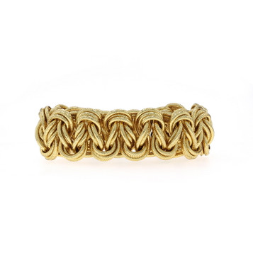 Yellow Gold Woven Braided Cord Bracelet 7" - 14k Stretch
