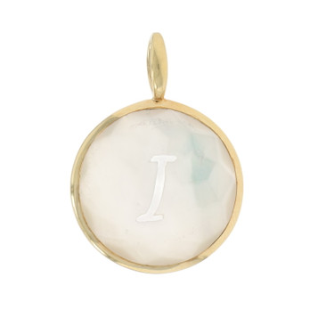 Ippolita Lollipop Initial I Quartz MOP Pendant Yellow Gold 14k Monogram Letter