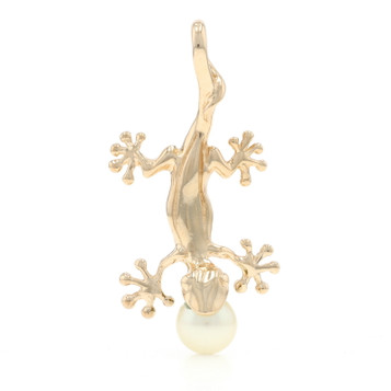Na Hoku Pearl Gecko Solitaire Pendant - Yellow Gold 14k Lizard