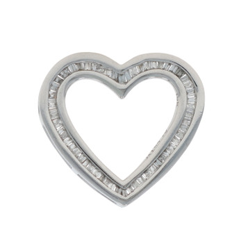 White Gold Diamond Heart Pendant - 14k Baguette .25ctw Love